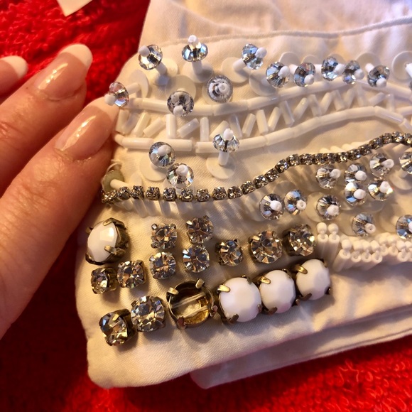 Prada white cotton blouse crystal cuffs - Picture 8 of 9